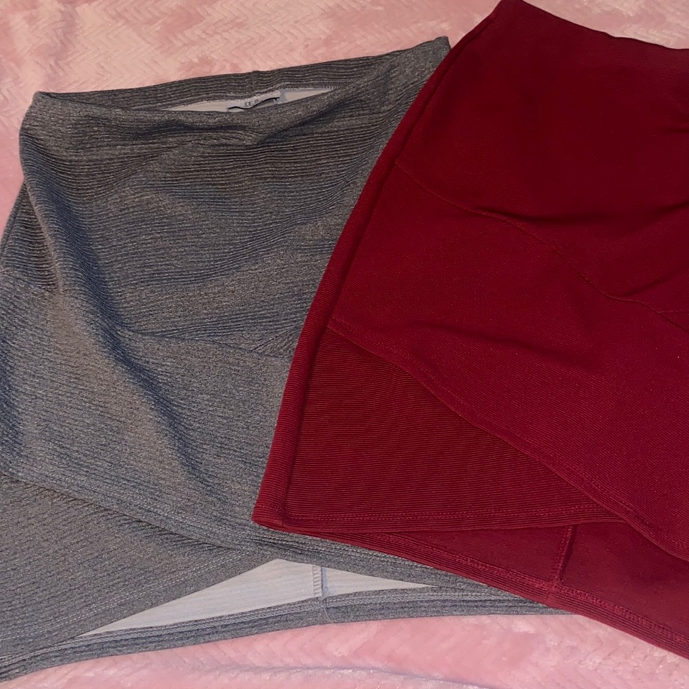 2 PAIR of Joe B pencil skirts! One Gray, One is Maroon! Both Size L!